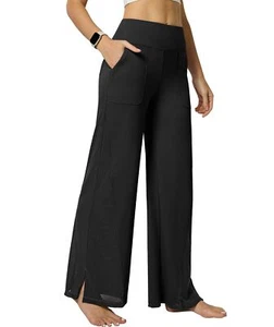 Wide Leg Yoga Pants for Women High Waist Adjustable Hem Loose Dance Casual Pa... - Picture 1 of 8
