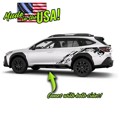 Mud Splash Rear Rocker Door Racing Stripes Decals Fits 2014-2023 Subaru Outback - Image 1 of 2