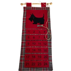 Scottish Terrier Dog Christmas Advent Calendar Fabric Scottie Wall Hanging Reuse - Picture 1 of 13