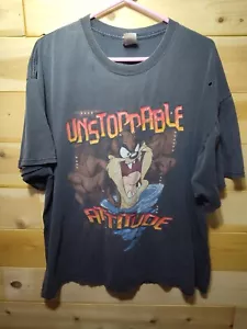 Camisa Taz Vintage Talla 2X Negra Años 90 Looney Tunes Diablo de Tasmania Estampado de Dibujos Animados - Imagen 1 de 6