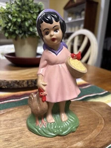 Beautiful Vintage Chalkware Figurine (farm Girl) - Picture 1 of 10