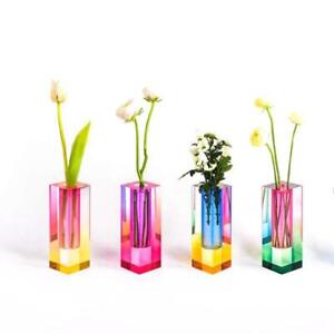 Crystal Acrylic Colorful INS Gift Tabletop Vases Rainbow Pillar Vase Home Decor