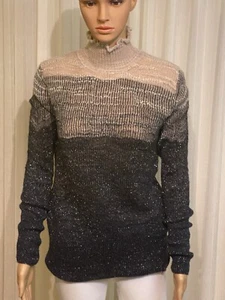 CHANEL Shimmering Alpaca Ombré Turtleneck Sweater Cream to Navy 38 France - Picture 1 of 16