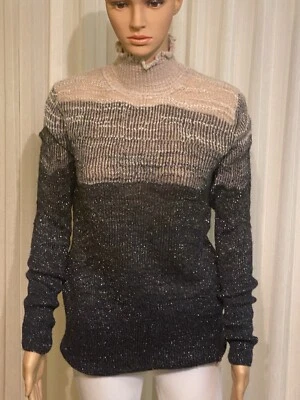 CHANEL Shimmering Alpaca Ombré Turtleneck Sweater Cream to Navy 38 France - Image 1 of 4