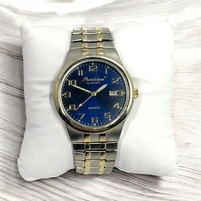 Precision By Gruen Mens Quartz Watch Blue Dial Two-Tone Stainless Steel Bracelet - Image 1 of 4