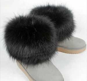 Faux Fur Leg Warmer Shoes Cover Winter DIY Elastic Fake Raccoon Fur Boot Cuffs - Picture 1 of 38