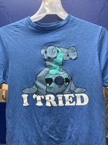 T-shirt Disney Stitch I Tried blu manica corta girocollo grafica - Foto 1 di 3