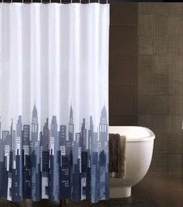 Cityscape Grey Design Modern Bathroom Fabric Polyester Shower Curtain 2s863