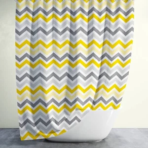 Schmale Breite Badezimmer Stoff Duschvorhang ZickZack 90 cm breit 190 cm Tropfen - Bild 1 von 11