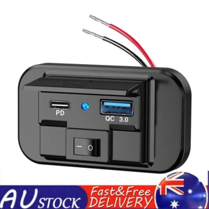 Surface Mount Dual USB Car Charger Socket Power Adapter Panel Mount 36W - Picture 1 of 14