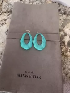 100% Alexis Bittar Green Lucite Drop Earrings - Picture 1 of 10