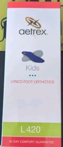 Aetrex Kids Youth L420 Lynco Foot Orthotic Insoles Size 4 Moisturizer Wick Sport - Picture 1 of 9