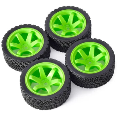 4PCS 12mm Hex 67mm Rubber Tires Wheel for 1/10 Rolly WLtoys 1/14 144001 RC Car - Image 1 of 4