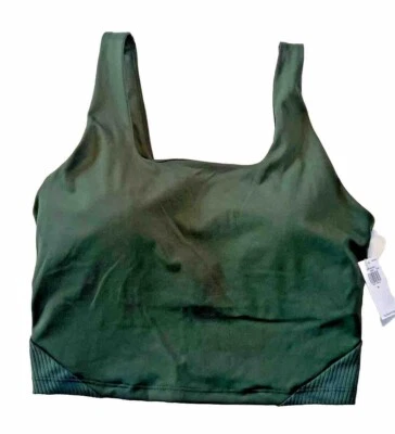 OLD NAVY Dark Green Square Neck Athletic Size Medium Sports Bra NWT - Image 1 of 4