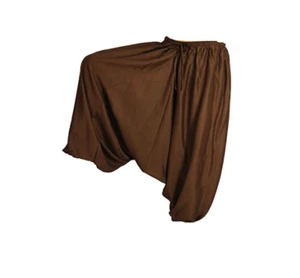 SOLID BROWN INDIAN ALI BABA GENIE HIPPIE ALADDIN HAREM PANTS FREE SHIPPING - Picture 1 of 2