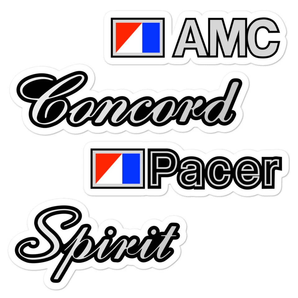 Surtido de pegatinas AMC (4) Spirit Concord Pacer emblema logotipo insignia guión Foto 1 de 1