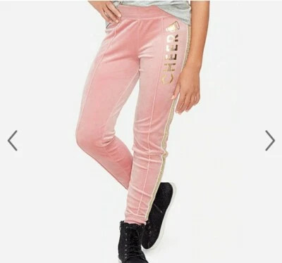 Nuevo con etiquetas Justice Girls Talla 12 Brillo Rayas Terciopelo Alegría Deportivo Jogger Rosa  Foto 1 de 4
