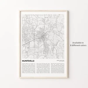 Huntsville City Map Print, Alabama Travel Poster, Wall Art - Picture 1 of 6