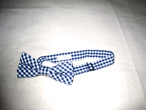 Boy's Crewcuts Pretied Adjustable Light Blue and White Checked Cotton Bowtie - Picture 1 of 3