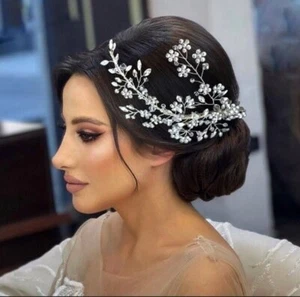 Bridal Wedding Hair Accessories Hair Vine Crystal Hair Piece (One piece) Bridesm - Picture 1 of 5