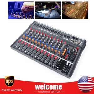 12 Channel Audio Mixer Bluetooth Studio Audio Mixer DJ Sound Mixing Console +USB - Picture 1 of 12