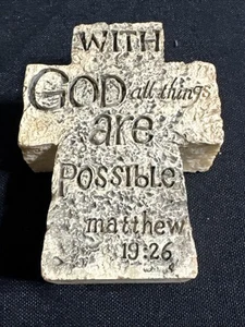 Resin Kreuz mit Gott Alles ist möglich Matthäus 19:26 Statue 2,5” mal 3,5” - Bild 1 von 8