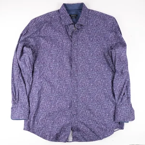 Bugatchi Mens Dress Shirt Cotton Purple Blue Size XLT Sz XL Tall Party Shirt - Picture 1 of 8