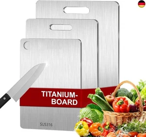 3 Stück Titan Schneidebrett, S316 Edelstahl Titanium Cutting Board, - Bild 1 von 7