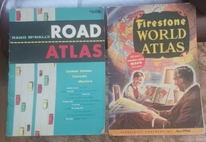 2 Vintage Rand McNally Atlas Books 1957 Road Atlas & 1942 Firestone World Atlas - Picture 1 of 13