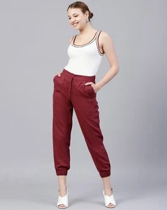 Bardot Burgundy High Waisted Jeans Trousers Size 8 – Chic Slim Fit Casual - Picture 1 of 7