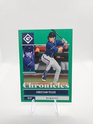 2022 Panini Chronicls Baseball Christian Yelich Green Parallel 2/5 Brewers SP - Image 1 of 3