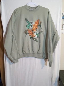 Sudadera Vintage Bird Nature Verde Talla 2XL Años 90 Colibrí - Imagen 1 de 4