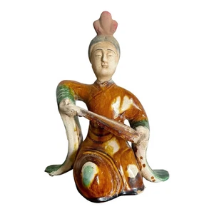 Vintage Tang Sancai Glazed Pottery Figure of a Court Lady Musician - Picture 1 of 6