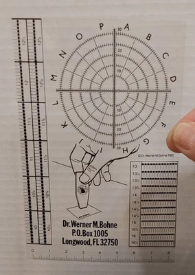 Medidor de cancelación de perforación de sello WERNER M BOHN 1982 de colección plástico transparente - Imagen 1 de 3
