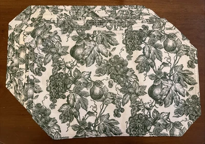 De Colección Cottagecore~Verde y Blanco~Fruta de Pera de Uva~Manteles individuales tipo plástico vinilo (6) Foto 1 de 4