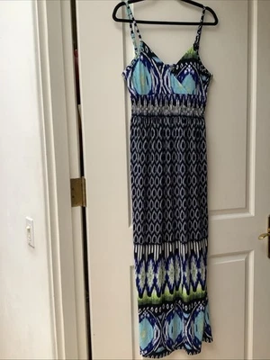 Christina Love, Vestido Sol Azul, Vestido Largo Halter Acolchado Talla "M, busto 32"" nuevo sin etiquetas" Foto 1 de 4