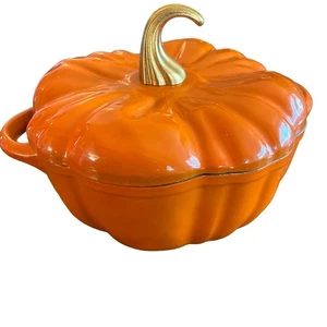 Smith & Clark Ironworks - Orange Enameled Pumpkin Cast Iron 2 QT Dutch Oven New - Picture 1 of 8