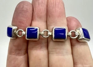 Vintage Sterlingsilber & Lapis mexikanisches Armband bis zu 5,75 Zoll 32,62 Gramm - Bild 1 von 7