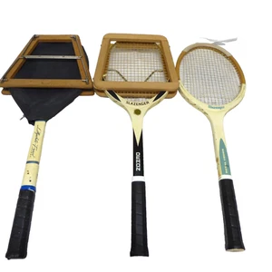 Vintage wooden rackets with wooden press Slazenger & other - Picture 1 of 16