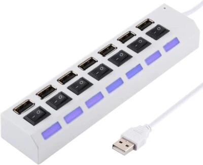 HUB USB 2.0 INTERFACCIA 7 PORTE DI ESPANSIONE MULTIPLA ESTERNO INTERRUTTORE - Immagine 1 di 2