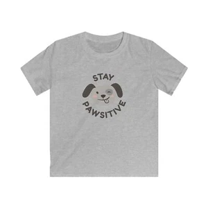 Stay Pawsitive Kids Tee, Cute Dog T-Shirt, Youth Animal Lover Shirt, Funny Tee - Picture 1 of 13