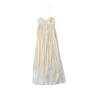 Vintage 1970s Women 16 Joy Stevens White Halter Maxi Dress Wedding Gown - Picture 1 of 6