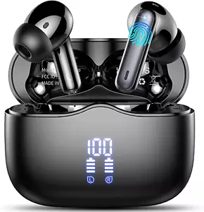 Wireless Earbuds Bluetooth 5.3 ENC Noise Cancelling Mic HiFi Bass 40H Playtime I - Picture 1 of 12