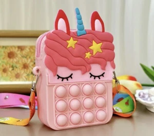 Girls Cute Cartoon Silicone Unicorn Zipper Bag With Adjustable Straps... - Picture 1 of 3