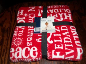 Berkshire Blanket Velvet Plush Soft Holiday Throw - Holiday Greetings - Picture 1 of 2