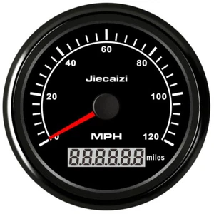 85mm Black GPS Speedometer Odometer 120MPH for Car Marine Truck ATV 7 Colors LED - Picture 1 of 7