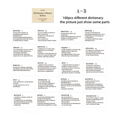 100Pcs Vintage Scrapbook Paper Mini Dictionary for Junk Journal Planner Supplies - Image 1 of 4