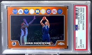 ( PSA 10 ) Dirk Nowitzki 2008-09 Topps Chrome Orange Refractor /499 Mavericks - Picture 1 of 2