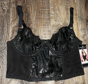 Sofia Vergara Womens Embroidered Bustier Unlined Underwire Bra Black ~ 36B - Picture 1 of 4