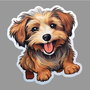 HAPPY CUTE DOG SMILIN GESTANZT + AUTO AUFKLEBER STICKER DESIGN6Y LAMINIERT GRATIS AUFKLEBER - Bild 1 von 1